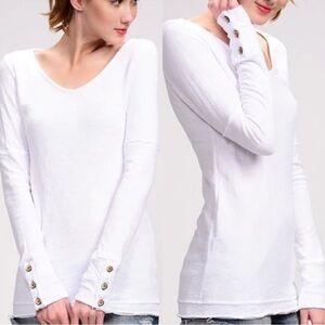 Americanable Women’s Wonderland Longsleeve Top V-Neck Boho in White S